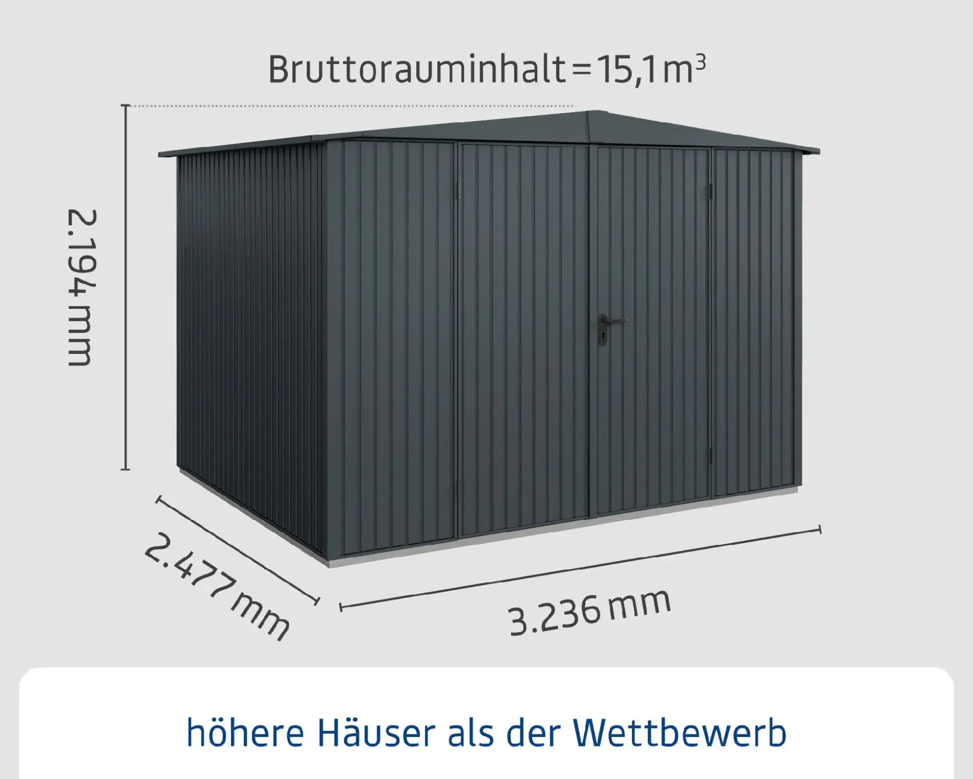 EcoStar Gerätehaus Trend-S Typ 3 323,6 x 247,7 x 219,4 cm anthrazitgrau