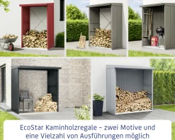 Ecostar Kaminholzregal Elegant-V Typ 2, purpurrot, mit Verstrebung