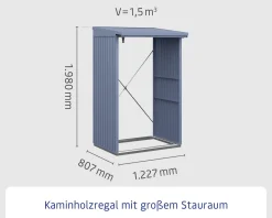 Ecostar Kaminholzregal Trend-V Typ 1, taubenblau, mit Verstrebung