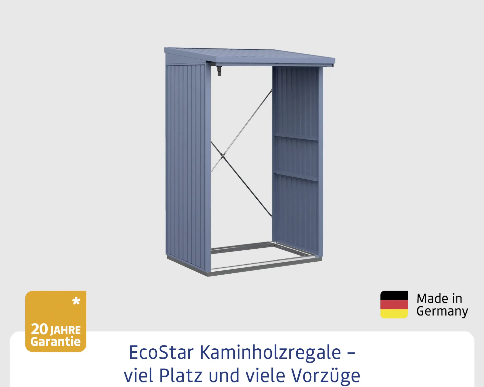 Ecostar Kaminholzregal Trend-V Typ 1, taubenblau, mit Verstrebung