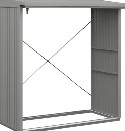 Ecostar Kaminholzregal Trend-V Typ 2, graualuminium, mit Verstrebung
