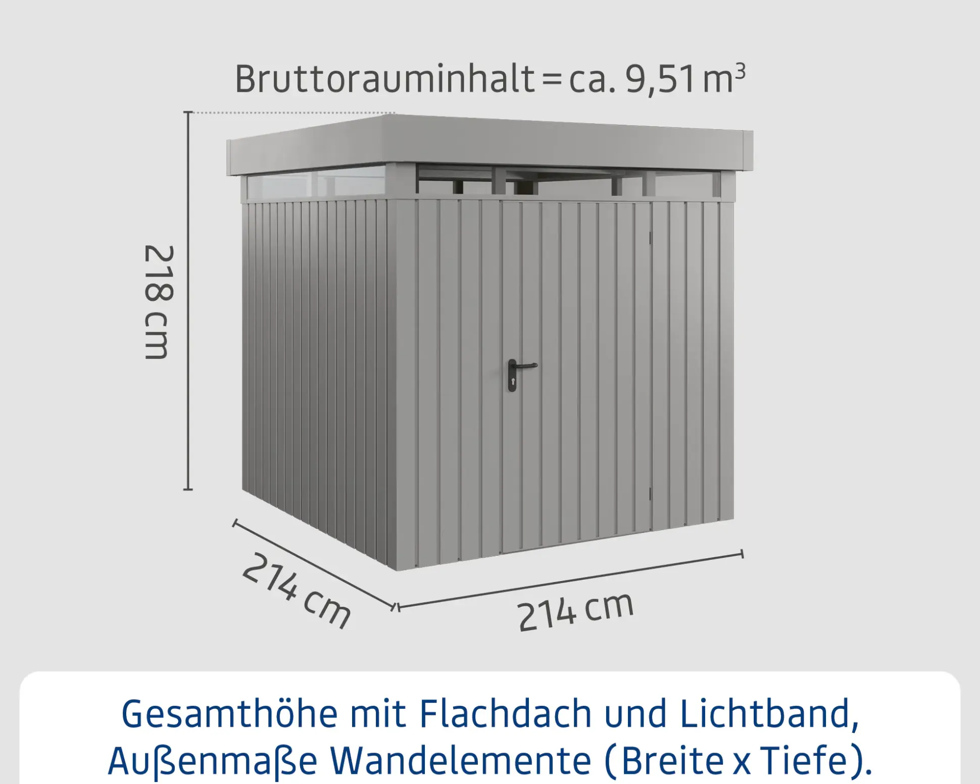 EcoStar Metallgerätehaus Euroline EFD5 LB graualuminium 214 x 214 cm