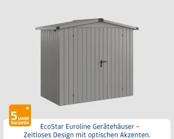 EcoStar Metallgerätehaus Euroline ESD3 aluminiumgrau 214 x 118 cm 2-flg.
