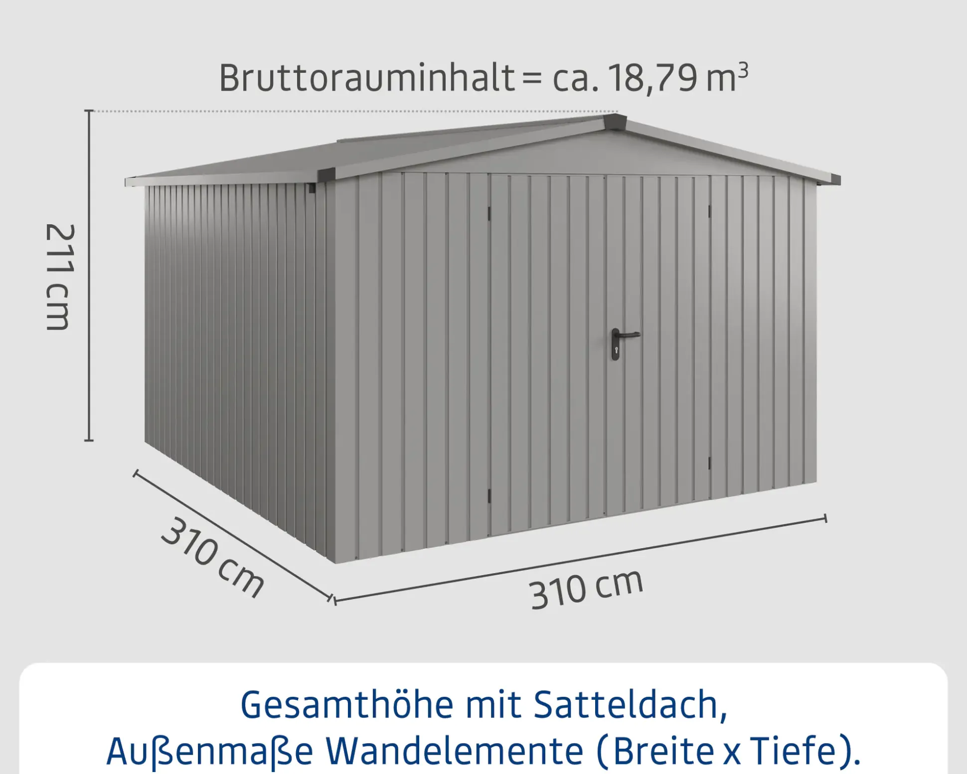 EcoStar Metallgerätehaus Euroline ESD14 aluminiumgrau 310 x 310 cm 2-flg.