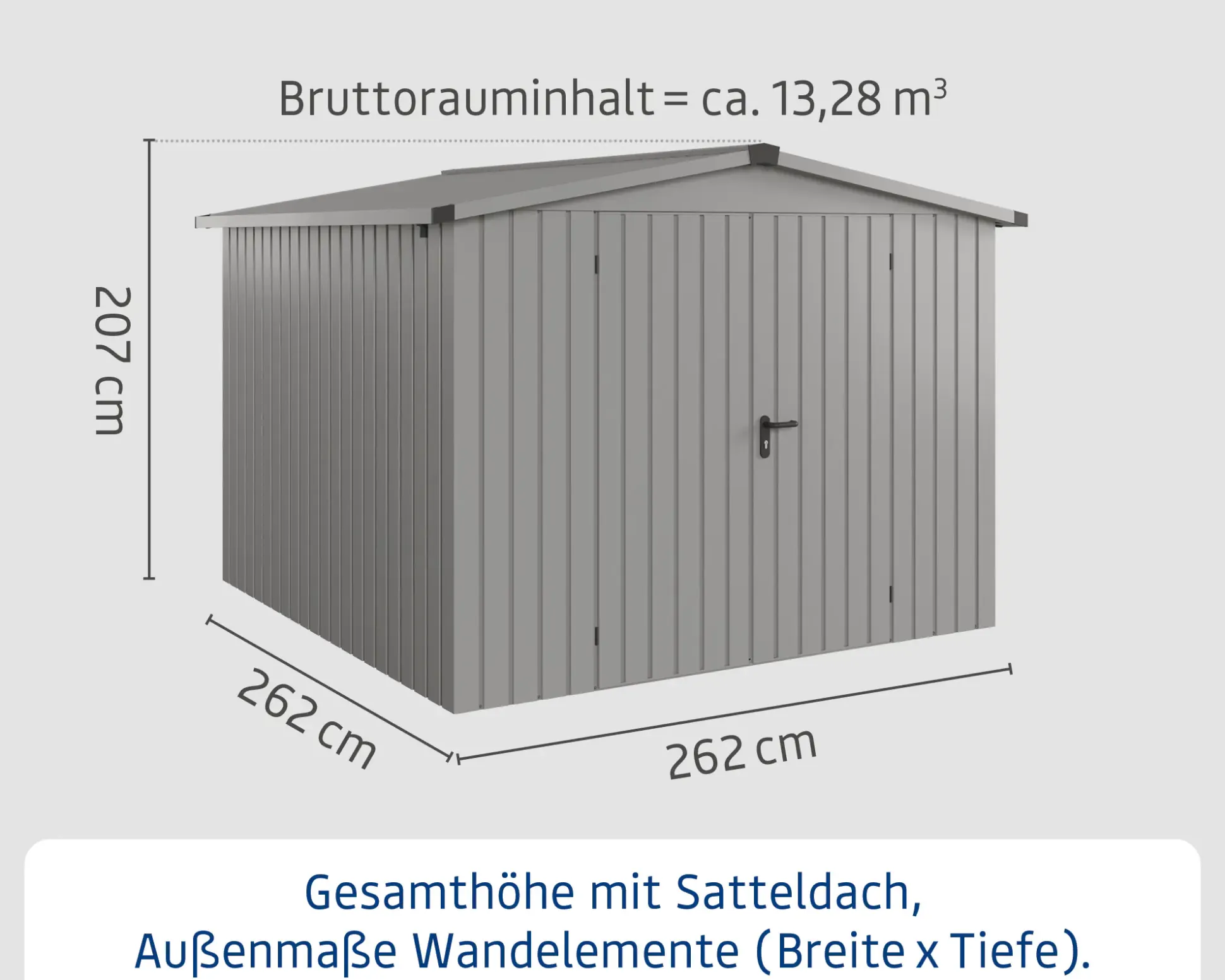 EcoStar Metallgerätehaus Euroline ESD10 aluminiumgrau 262 x 262 cm 2-flg.