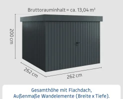 EcoStar Metallgerätehaus Euroline EFD10 anthrazit 262 x 262 cm 2-flg.