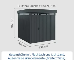 EcoStar Metallgerätehaus Euroline EFD5 LB anthrazit 214 x 214 cm 1-flg.