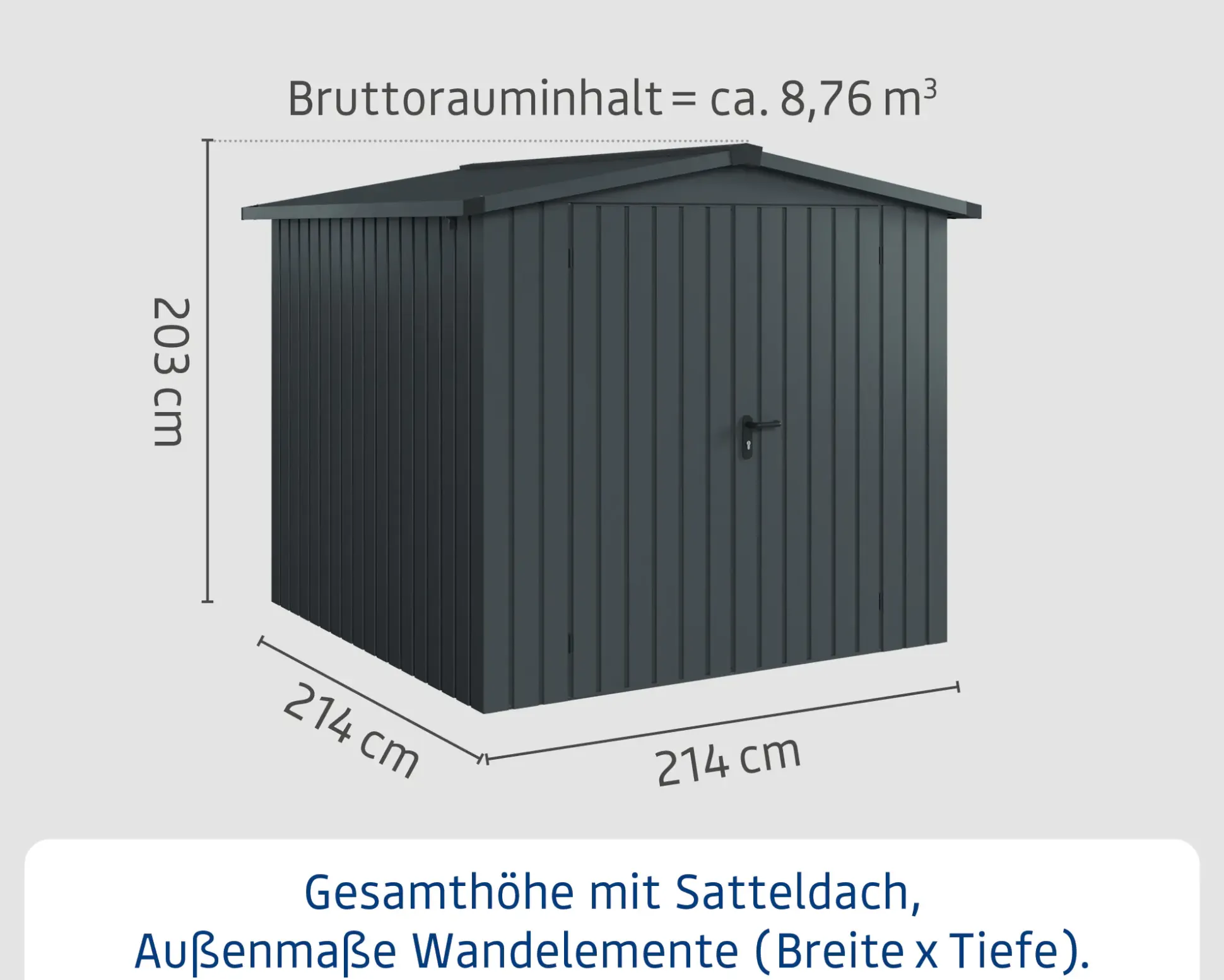 EcoStar Metallgerätehaus Euroline ESD5 anthrazit 214 x 214 cm 2-flg.
