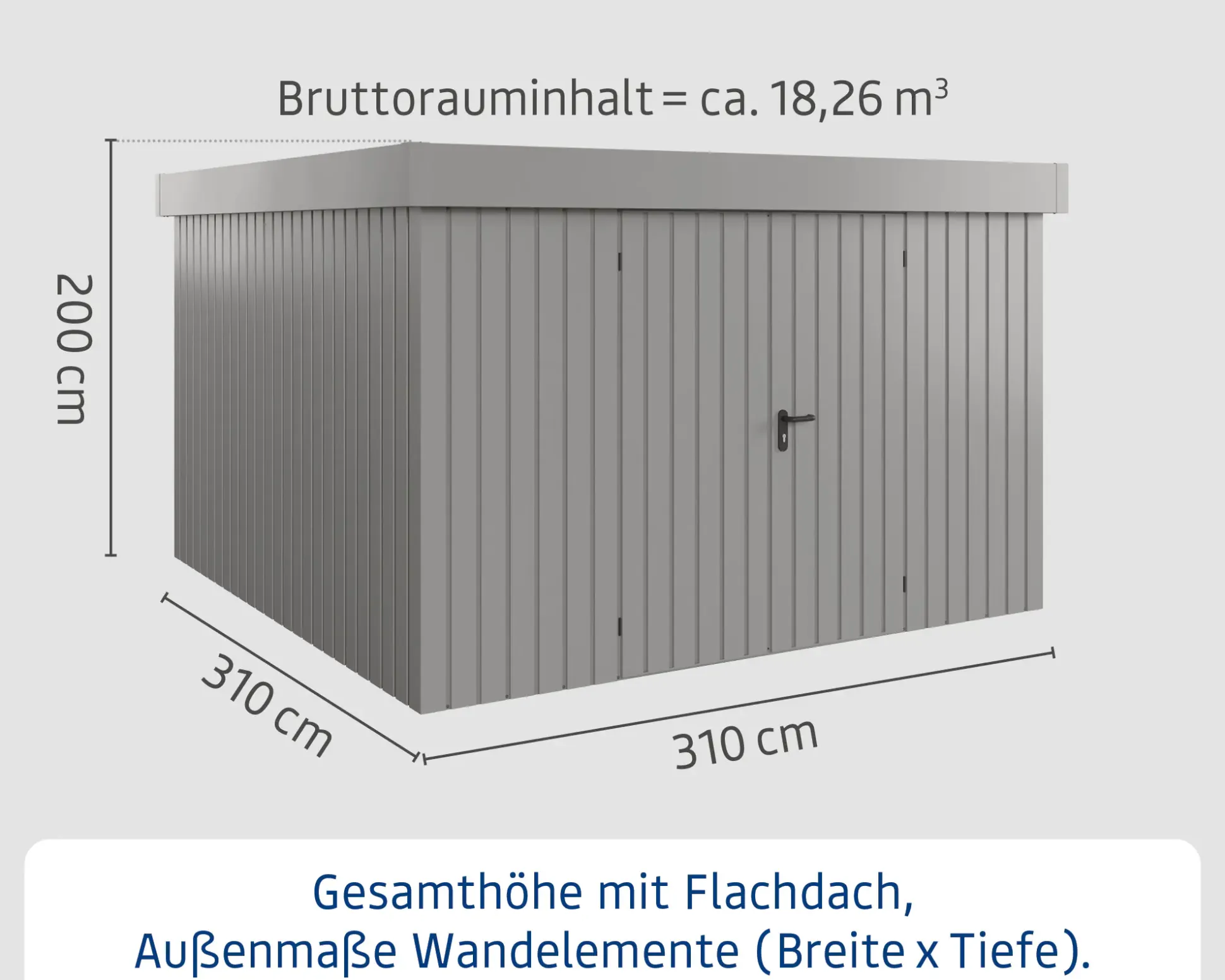 EcoStar Metallgerätehaus Euroline EFD14 aluminiumgrau 310 x 310 cm 2-flg.