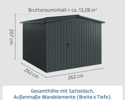 EcoStar Metallgerätehaus Euroline ESD10 anthrazit 262 x 262 cm 1-flg.