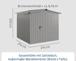 EcoStar Metallgerätehaus Euroline ESD5 graualuminium 214 x 214 cm 1-flg.