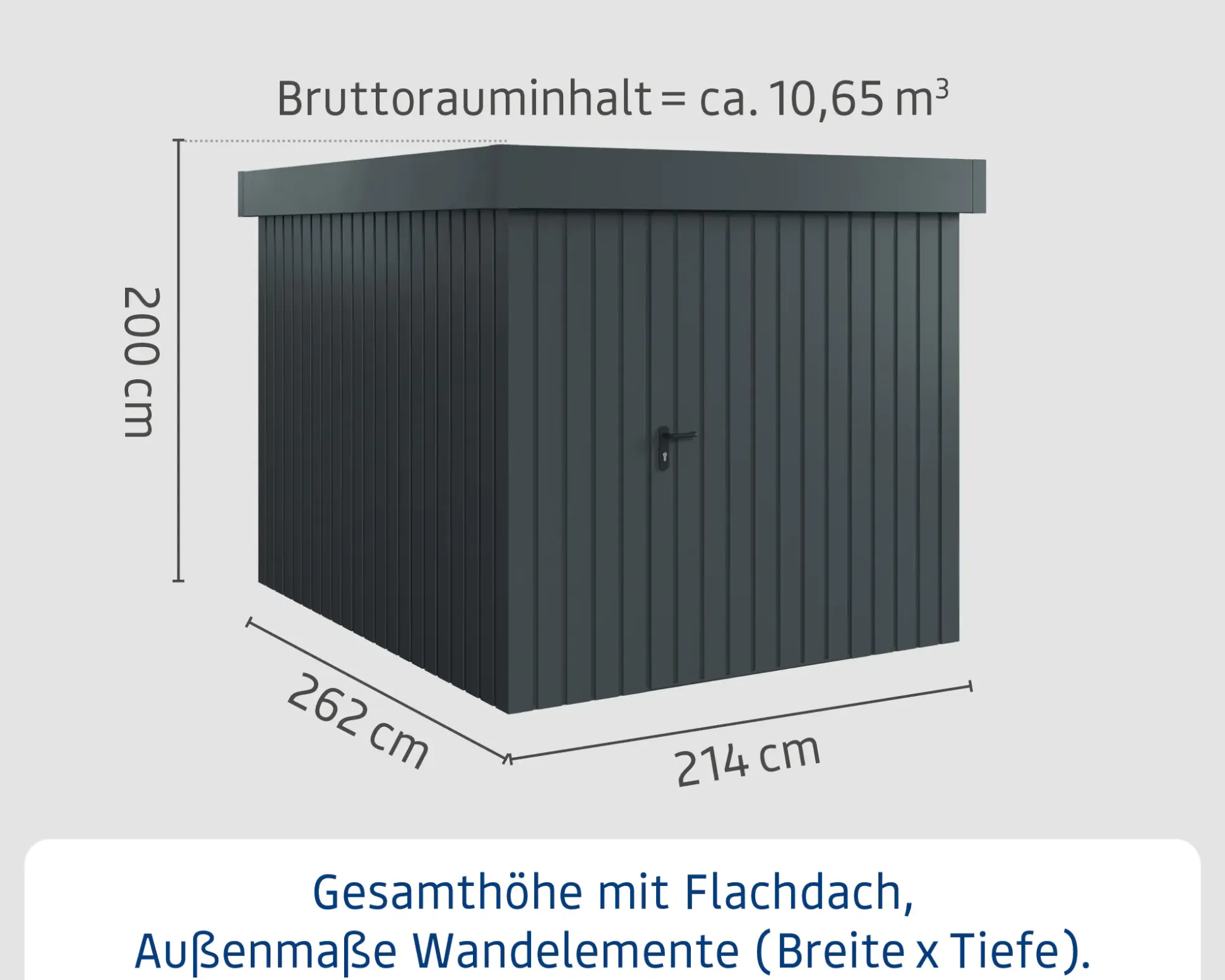 EcoStar Metallgerätehaus Euroline EFD6 anthrazit 214 x 262 cm 1-flg.
