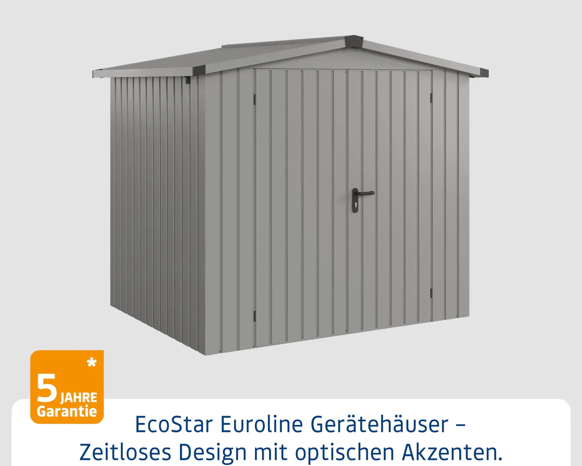 EcoStar Metallgerätehaus Euroline ESD4 aluminiumgrau 214 x 166 cm 2-flg.