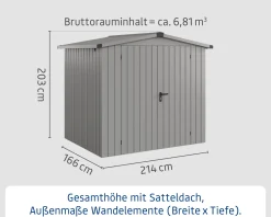 EcoStar Metallgerätehaus Euroline ESD4 aluminiumgrau 214 x 166 cm 2-flg.