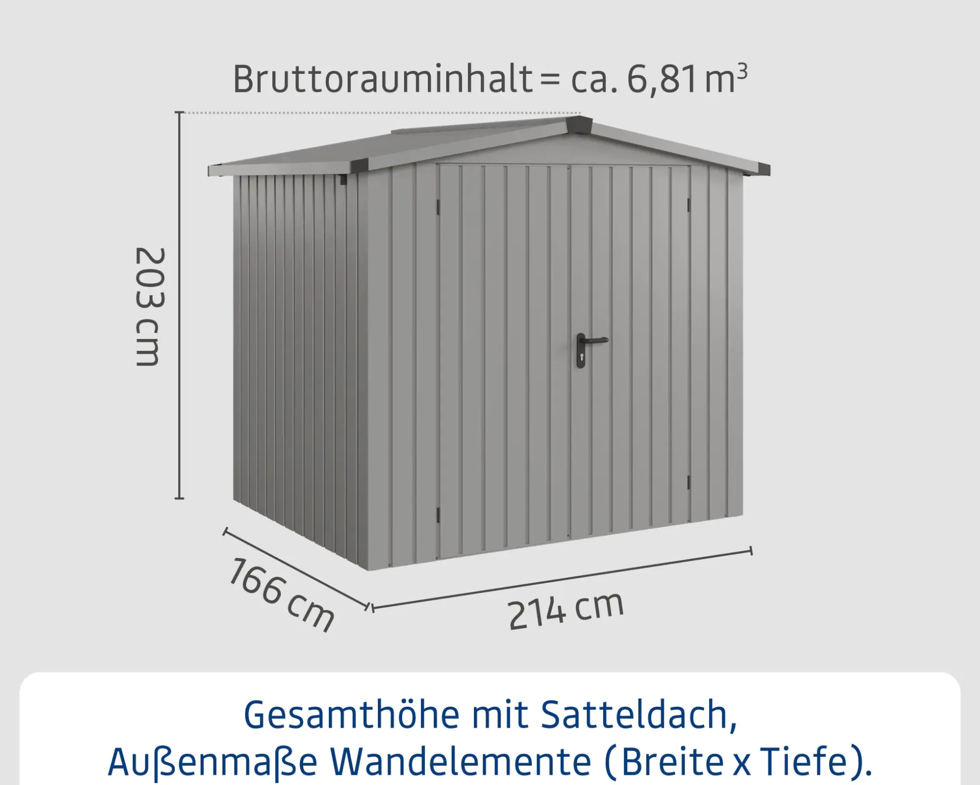 EcoStar Metallgerätehaus Euroline ESD4 aluminiumgrau 214 x 166 cm 2-flg.