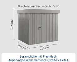 EcoStar Metallgerätehaus Euroline EFD4 graualuminium 214 x 166 cm 1-flg.