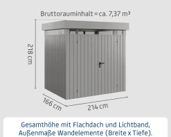 EcoStar Metallgerätehaus Euroline EFD4 LB aluminiumgrau 214 x 166 cm 2-flg.