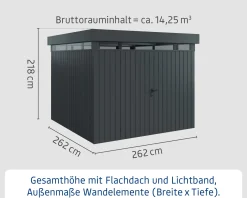 EcoStar Metallgerätehaus Euroline EFD10 LB anthrazit 262 x 262 cm 2-flg.