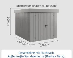 EcoStar Metallgerätehaus Euroline EFD6 aluminiumgrau 214 x 262 cm 2-flg.