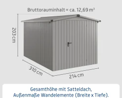 EcoStar Metallgerätehaus Euroline ESD7 graualuminium 214 x 310 cm 1-flg.