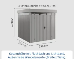 EcoStar Metallgerätehaus Euroline EFD5 LB graualuminium 214 x 214 cm 2-flg.
