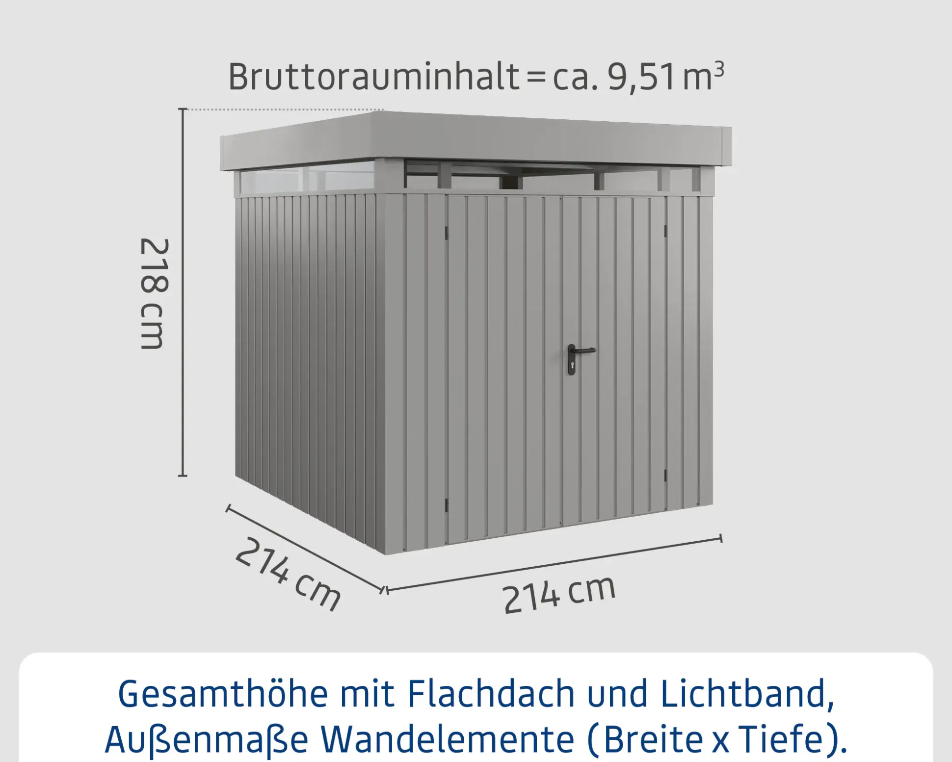 EcoStar Metallgerätehaus Euroline EFD5 LB graualuminium 214 x 214 cm 2-flg.