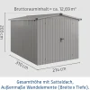 EcoStar Metallgerätehaus Euroline ESD7 aluminiumgrau 214 x 310 cm 2-flg.