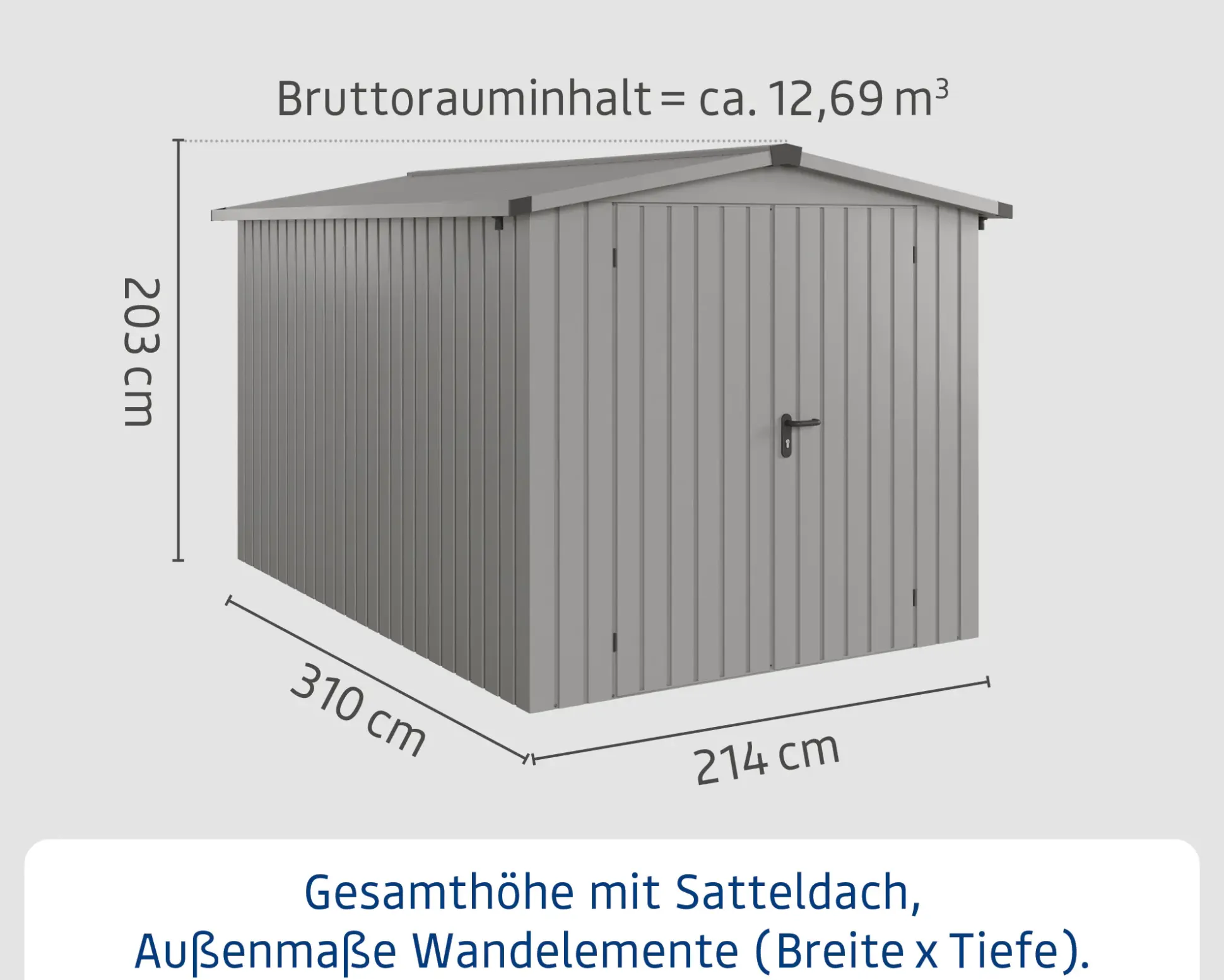 EcoStar Metallgerätehaus Euroline ESD7 aluminiumgrau 214 x 310 cm 2-flg.