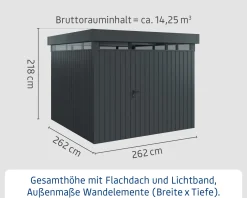 EcoStar Metallgerätehaus Euroline EFD10 LB anthrazit 262 x 262 cm 1-flg.