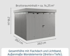 EcoStar Metallgerätehaus Euroline EFD10 LB graualuminium 262 x 262 cm 2-flg.