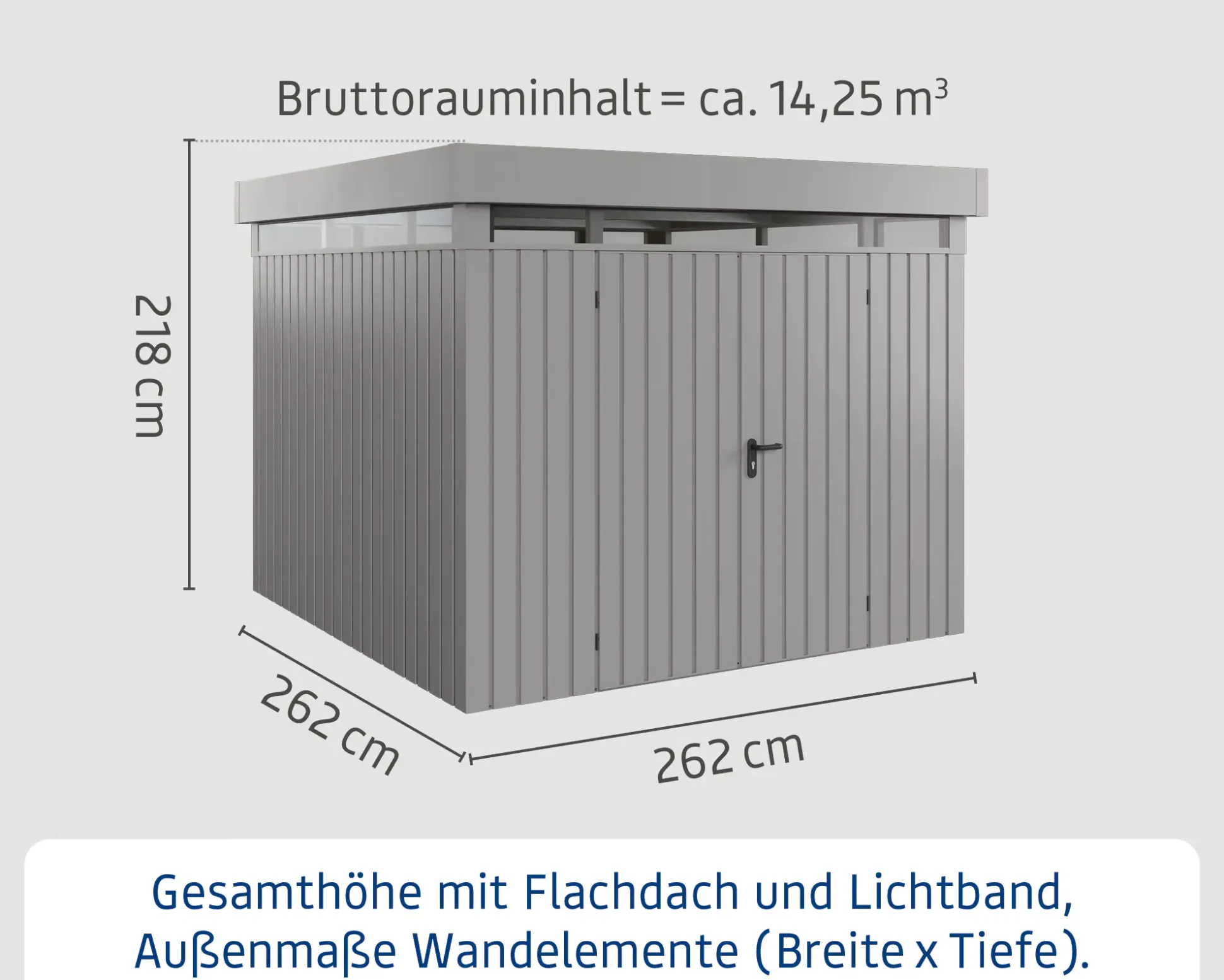EcoStar Metallgerätehaus Euroline EFD10 LB graualuminium 262 x 262 cm 2-flg.