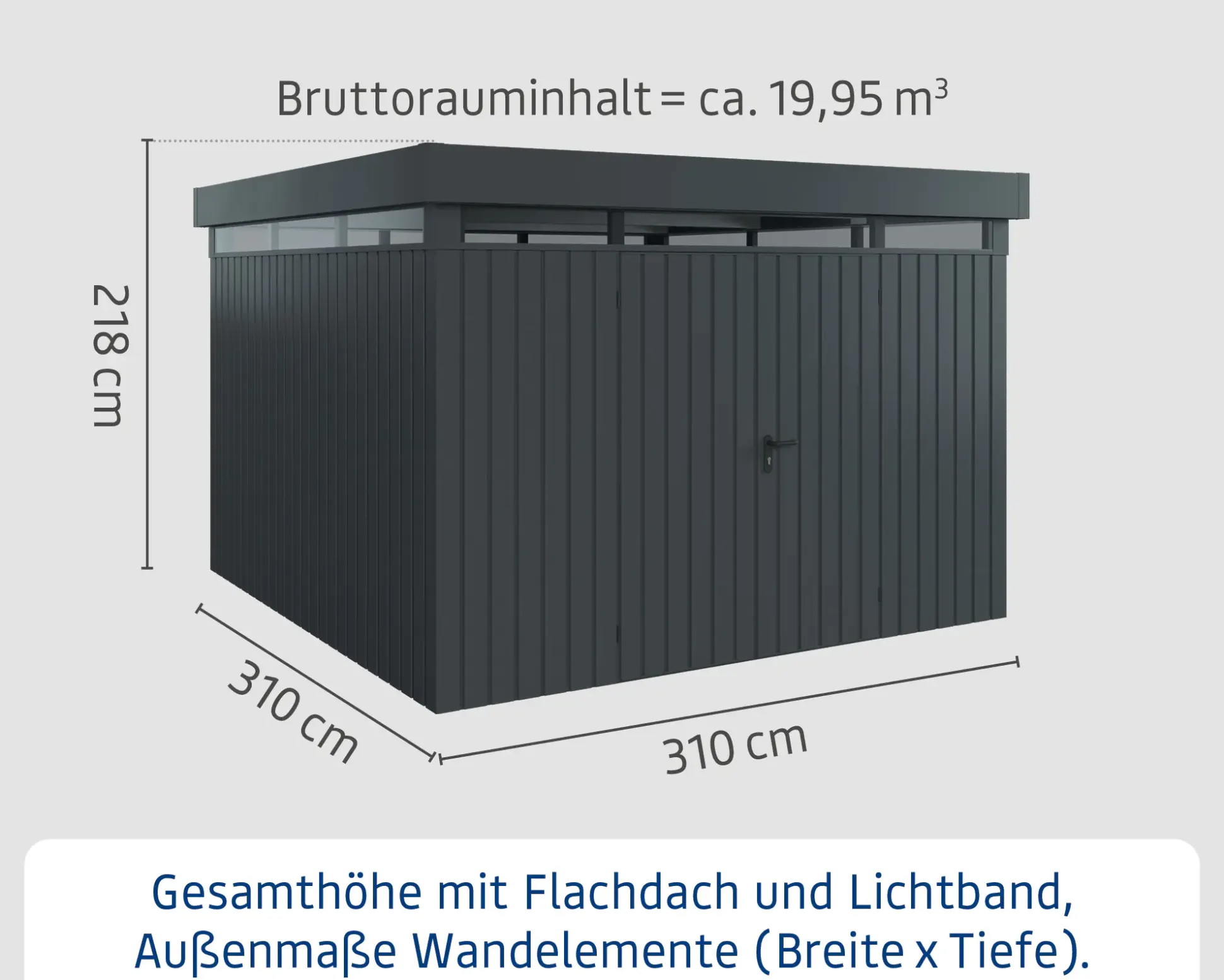 EcoStar Metallgerätehaus Euroline EFD14 LB anthrazit 310 x 310 cm 2-flg.