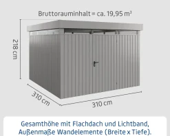 EcoStar Metallgerätehaus Euroline EFD14 LB graualuminium 310 x 310 cm 1-flg.