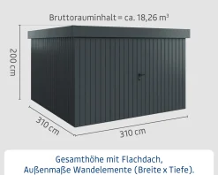 EcoStar Metallgerätehaus Euroline EFD14 anthrazit 310 x 310 cm 2-flg.