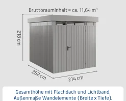 EcoStar Metallgerätehaus Euroline EFD6 LB graualuminium 214 x 262 cm 1-flg.