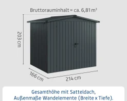 EcoStar Metallgerätehaus Euroline ESD4 anthrazit 214 x 166 cm 2-flg.