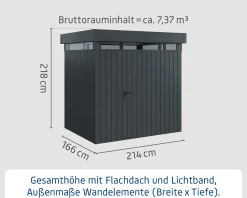 EcoStar Metallgerätehaus Euroline EFD4 LB anthrazit 214 x 166 cm 1-flg.