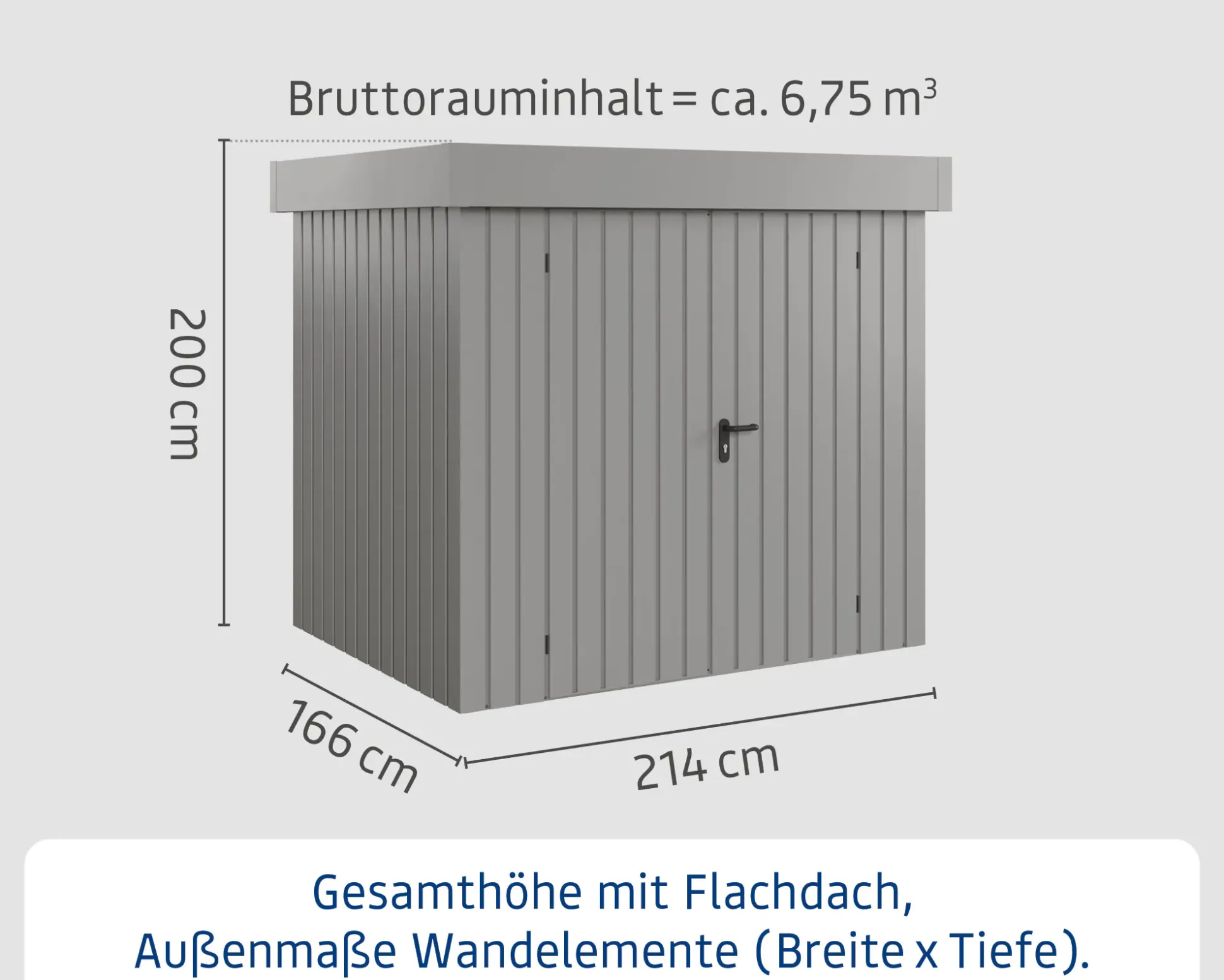 EcoStar Metallgerätehaus Euroline EFD4 aluminiumgrau 214 x 166 cm 2-flg.