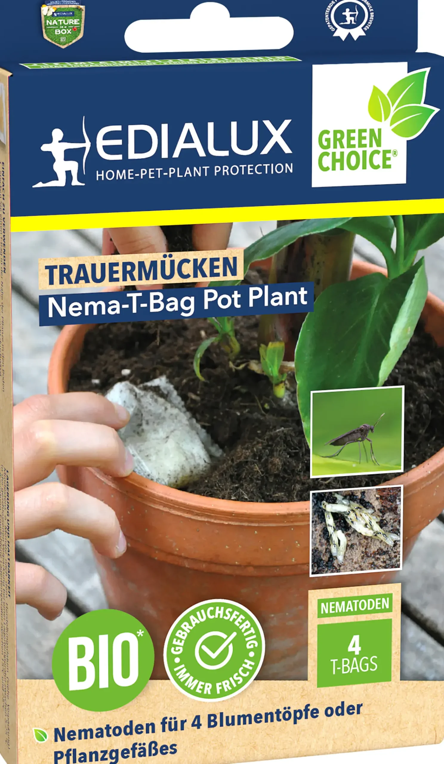 Edialux Nematoden T-Bag Pot Plant gegen Trauermücken 4 Pads