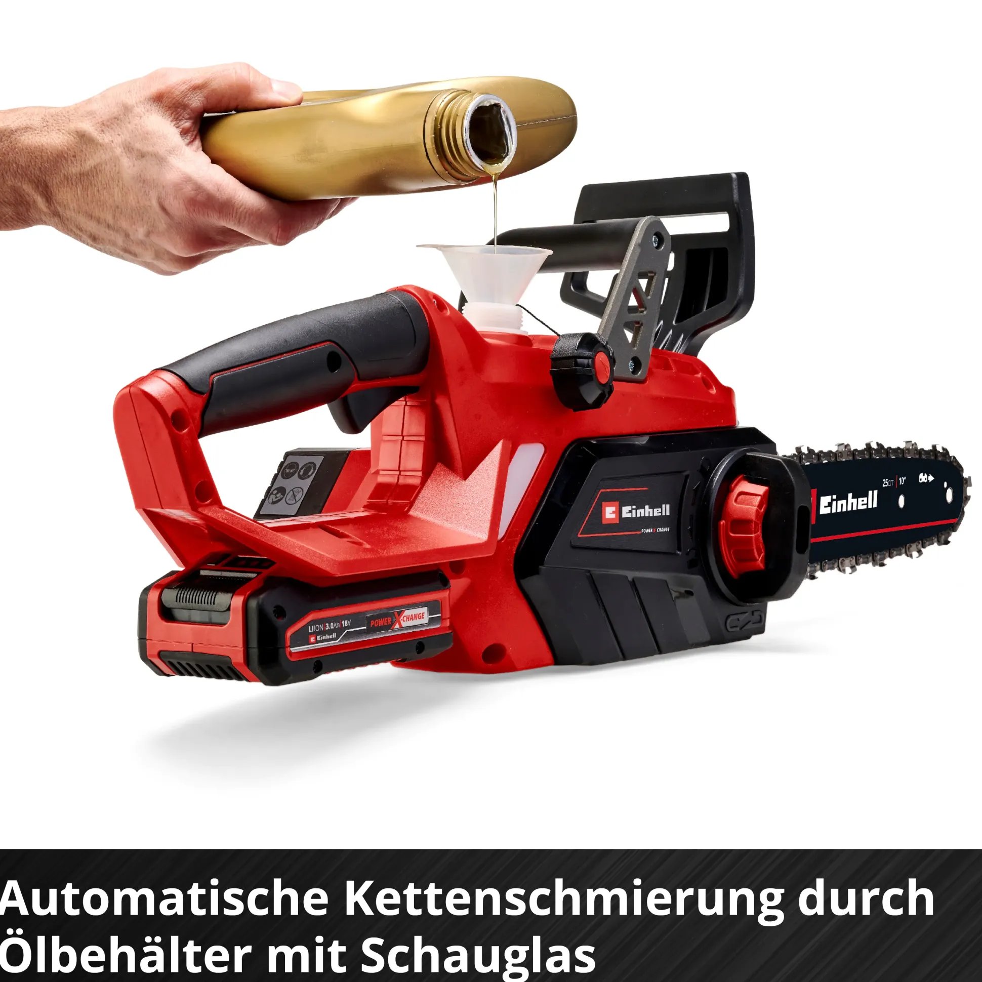 Einhell Akku-Kettensäge GE-LC 18/25-1 Li Kit 25 cm Schwertlänge mit 3,0 Ah Akku