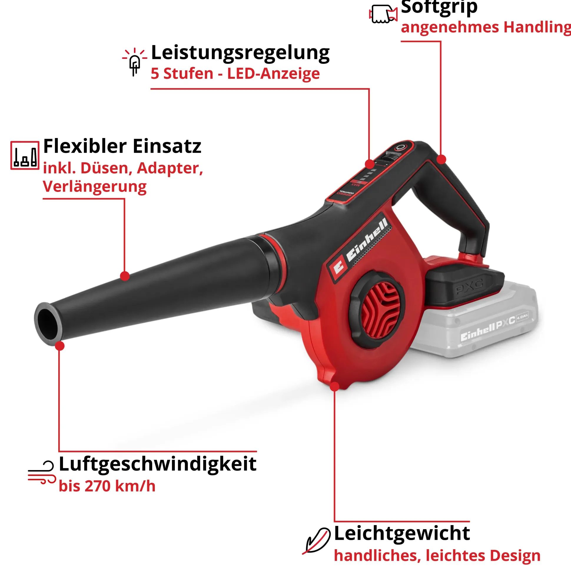 Einhell Expert Akku-Bläser TE-CB 18/270 Li Solo