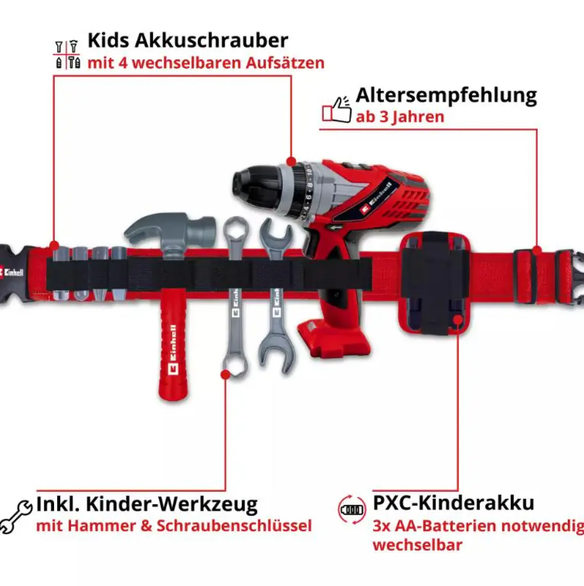 Einhell Kids Kinder-Werkzeuggürtel 9-teilig