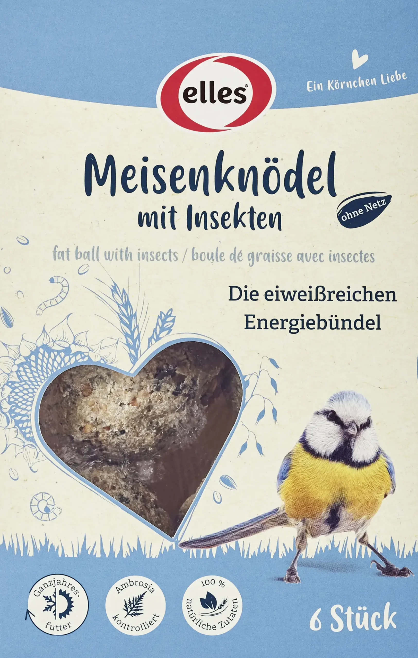 Elles Meisenknödel ohne Netz mit Insekten 6 Stück