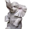 Figur Elefant sitzend groß Polyresin 86 x 55 x 47 cm grau