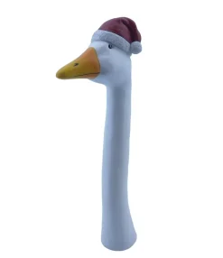 Figur Gänsekopf mit Weihnachtsmütze Polyresin 37,5 x 7 x 15 cm rot