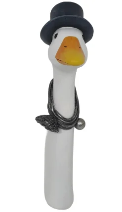 Figur Gänsekopf Schornsteinfeger Polyresin 39,5 x 10 x 15,5 cm weiß, schwarz
