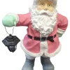 Figur Weihnachtsmann Laterne, Polyresin 75 x 50 x 40 cm pastell