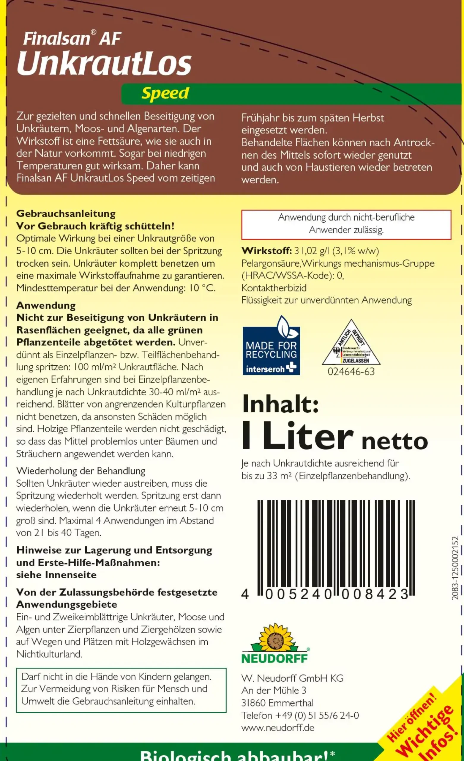 Finalsan AF UnkrautLos Speed 1 L