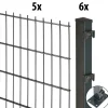 Floraworld Doppelstabmatten-Zaun Set Comfort 10 m 201 x 123 cm mit Bodenplatte & 6 Pfosten 129,3 cm anthrazit