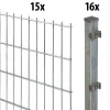 Floraworld Doppelstabmatten-Zaun Set 30 m 201 x 183 cm inkl. 16 Pfosten 240 cm feuerverzinkt